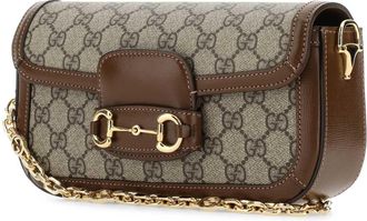 Gucci Womens Gg Fabric And Leather Shoulder Bag Brown