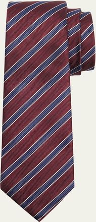 Ermenegildo Zegna Mens Herringbone Stripe Silk Tie