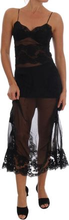 Dolce & Gabbana Vrouwen mini jurk van geel kant en kristal