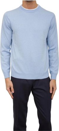 PESERICO Stijlvolle Gebreide Top - Heren - Ronde hals truien - Blauw - 2XL - Wol - Truien & Vesten