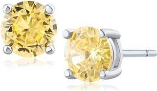 Kenneth Jay Lane Round CZ Stud Earrings in Yellow/silver at Nordstrom Rack