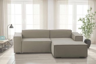 Talamo Italia Talamo Italia - Sof&aacute; Fijo Lidia, Gran Sof&aacute; Modular De 2 Plazas Con Pen&iacute;nsula A La Derecha, 100% Made In Italy, Sof&aacute; Moderno En Tela, Cm 240x170h70, T&oacute;