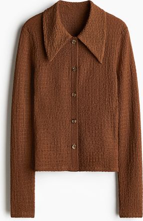 H&M Figurnahe Crinkle-Bluse - Beige