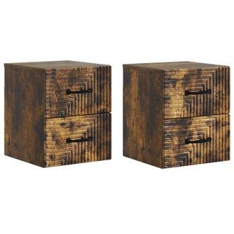 vidaXL Mesita De Noche De Pared 2 Pcs Roble Ahumado 34,5 X 33 X 40 Cm Vidaxl