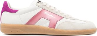 Santoni Lichtgrijze Sneakers met Logo Patch - Dames - Sneakers - Roze - 37 EU - Leer - Schoenen