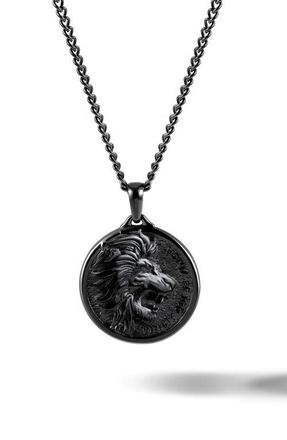 Vincero Lion Pendant Necklace in Black at Nordstrom