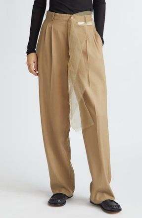 Magliano Piccolo Paradiso Pleated Wool Pants in Beige at Nordstrom, Size X-Small