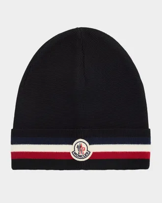 Moncler Men & apos;s Wool Tricolor Wool Knit Beanie Hat
