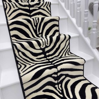 Runrug Stair Runner Carpet for Staircases - Soft & Comfy, 9mm - Zebra in White | Size: 70 cm x 630 cm