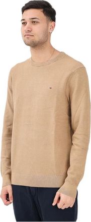 Tommy Hilfiger Textured Crewneck Sweater - Heren - Ronde hals truien - Bruin - 2XL - Katoen - Truien & Vesten