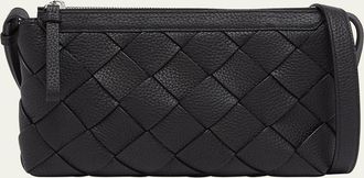 Bottega Veneta Mens Diago Zip Intreccio Taurillon Messenger Bag