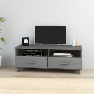 vidaXL Vidaxl - Mueble De Tv Hamar Madera Maciza Pino Gris Oscuro 106x40x40 Cm