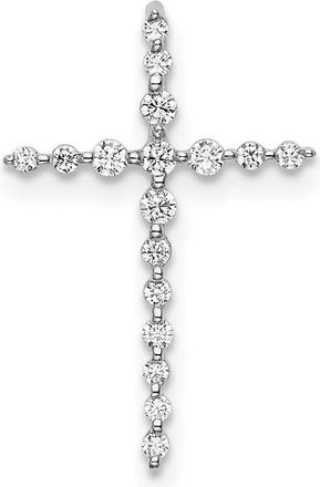 Diamond2Deal 14K White Gold Lab Grown Diamond Cross Chain Slide Pendant (0.16ct, VS, G-H)