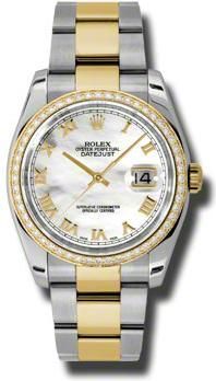 Rolex Oyster Perpetual Datejust 36 Mother of Pearl Dial Stainless Steel and 18K Yellow Gold Bracelet Automatic Ladies Watch 116243MRO