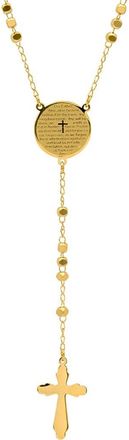 HMY Jewelry 18K Gold Plated Our Father Prayer Box Beaded Rosary Necklace in Yellow at Nordstrom Rack