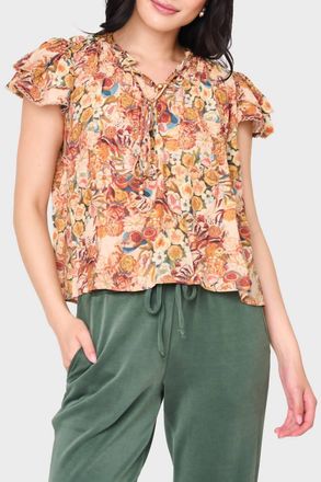 En Saison Candela Top In Rust Orange Multi