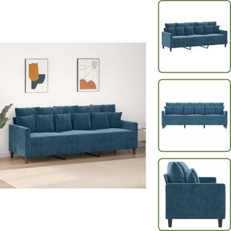 vidaXL Divano morbido - vidaXL Divano a 3 Posti Blu 180 cm in Velluto - Divano con imbottitura