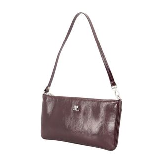 Courr&egrave;ges Womens Ac Shoulder Bag Burgundy Calfskin
