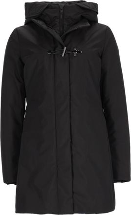 Fay Hooded Minimalist Black Polyamide Parka
