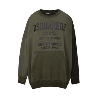 Dsquared2 Heren, Sweatshirts & Hoodies, Groen, Maat: 2XL Katoen