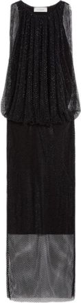 Sportmax Cinese Kristal-versierde Mesh Maxijurk - Dames - Maxi kleedjes - Zwart - XS - Polyester - Kleedjes