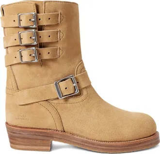 Polo Ralph Lauren triple-buckle suede boots - women - Leather/Suede/Rubber - 7.5 - Brown