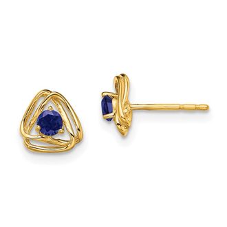 Diamond2Deal 14k Yellow Gold Created Sapphire Stud Earrings