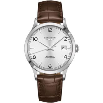Longines Record Silver Dial Brown Leather Mens Watch L2.821.4.76.2