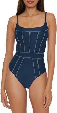 BECCA by Rebecca Virtue Color Sheen One-Piece Swimsuit in Navy at Nordstrom, Size Medium