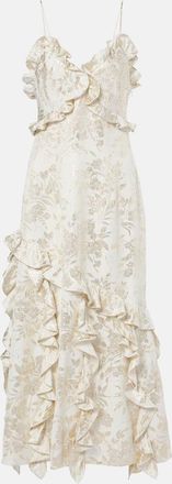 Markarian Calandra ruffled floral jacquard midi dress