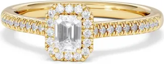 The Diamond Store Lumia Emerald Cut Lab Diamond Halo Ring 0.50ct F/VS in 18K Gold Vermeil