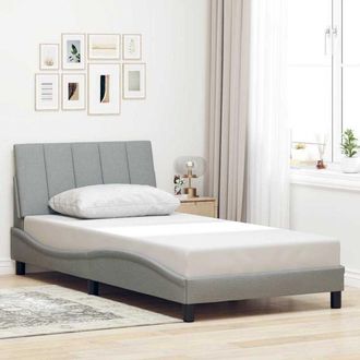 vidaXL Estructura De Cama Sin Colch&oacute;n Tela Gris Claro 90x200 Cm Vidaxl