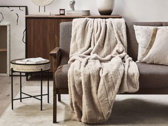 Beliani Manta de poliéster beige 200x150cm