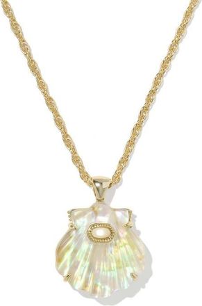 Kendra Scott Lucia Short Shell Pendant Necklace in Gold Iridescent Abalone at Nordstrom