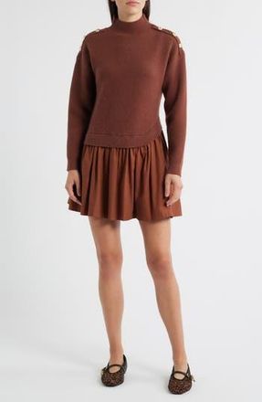 ZOE AND CLAIRE Chunky Long Sleeve Twofer Sweater Dress in Brown at Nordstrom Rack, Size Medium