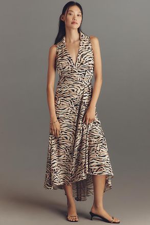 Hutch Velva Sleeveless Collared Wrap Midi Dress