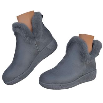 Generic Slip On Snow Boots Women Fur Lined Thermal Winter Booties Flat Slip On Chelsea Boots Solid Classic Ankle Boot Warm Round Toe Hiking Boot Non-Slip Shor