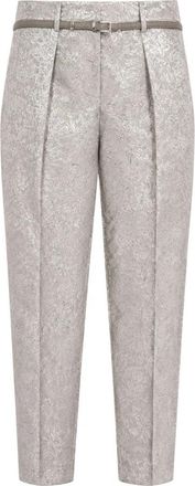 Max Mara Jacquard Tapered Broeken - Dames - Broeken - Grijs - S - Polyester - Broeken