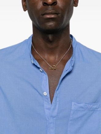Emporio Armani Cotton Mandarin Collar Shirt - Light Blue