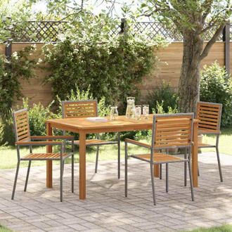 vidaXL Conjunto De Comedor De Jard&iacute;n 5 Pcs Gris Polirat&aacute;n Vidaxl