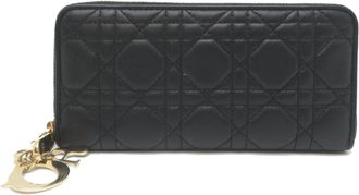 Dior Black Leather Long Wallet (Bi-Fold) (Pre-Owned)