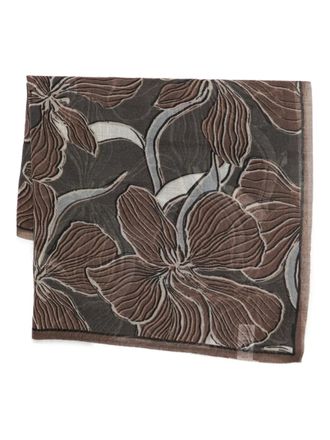 Marc O'Polo floral fringed scarf - Brown