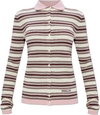 Moncler Logo Cardigan - Dames - Vesten - Beige - L - Katoen - Truien & Vesten