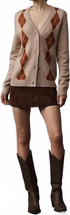Kule Deane V-Neck Cardigan In Camel