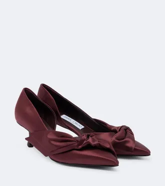 Jimmy Choo London Issy bow-detail satin pumps