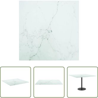 vidaXL Piano tavolo marmo - Piano Tavolo Bianco 60x60 cm 6 mm Vetro Temperato Design Marmo