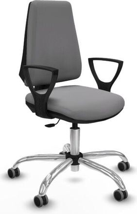 Piqueras y Crespo Elche Cp Similpiel Gris Brazos Fijos Base Cromada Ruedas Engomadas 65mm