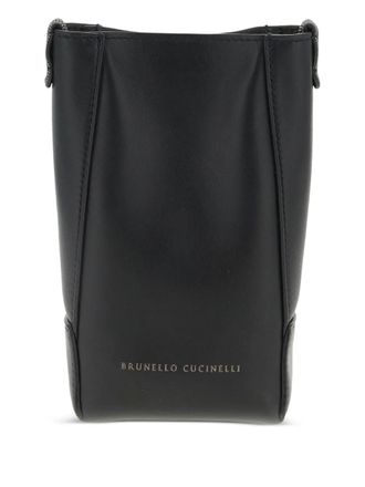Brunello Cucinelli nappa shoulder strap mobile phone case - Black