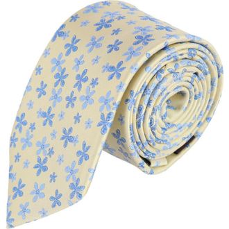 Trafalgar Store Daddy & Me Weldon Floral Silk Novelty Neckties in Yellow at Nordstrom