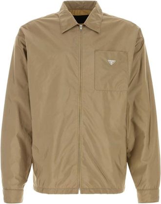 Prada Beige Logo Shirt Jacket